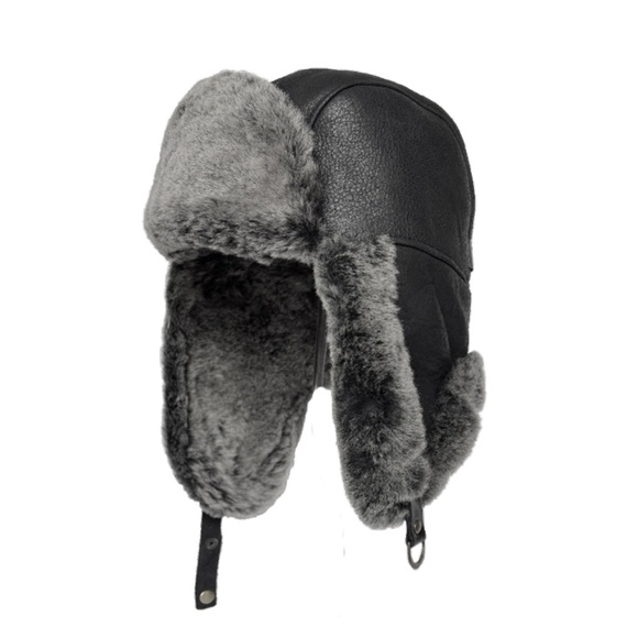 Genuine Shearling Leather Trapper Hat | Aviator Hat | Ushanka - Picture 3 of 9